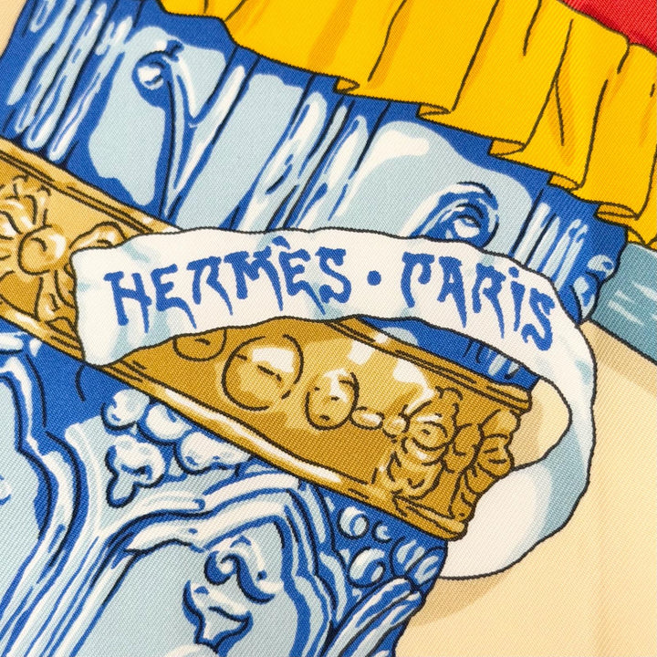 Excellent HERMES scarf Prayers in the Wind Calle 90 Red series silk Women