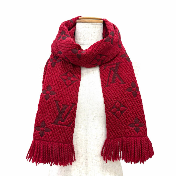 Great LOUIS VUITTON Scarf Escalp Logo Mania Monogram fringe wool Women 413287