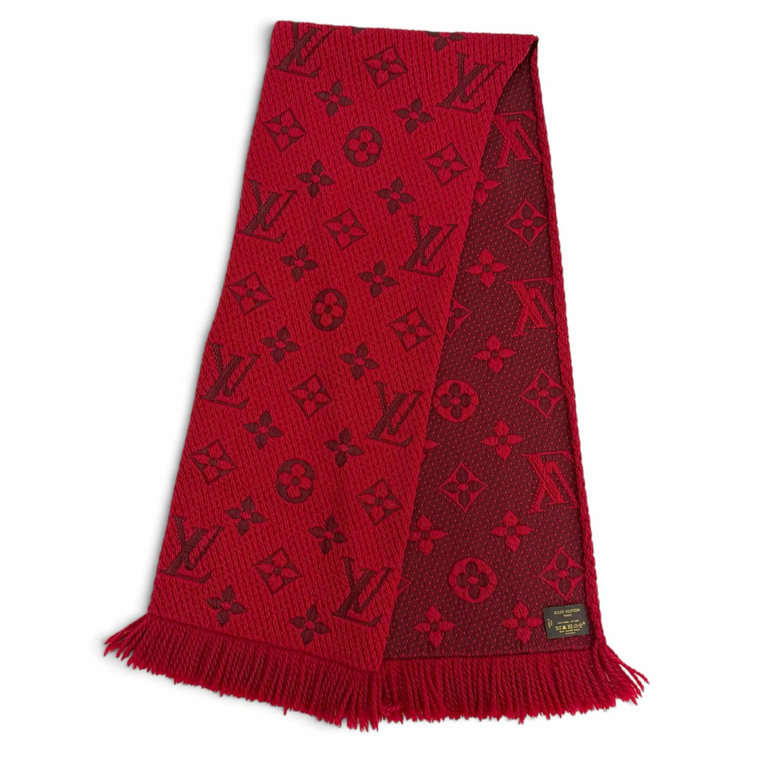 Great LOUIS VUITTON Scarf Escalp Logo Mania Monogram fringe wool Women 413287