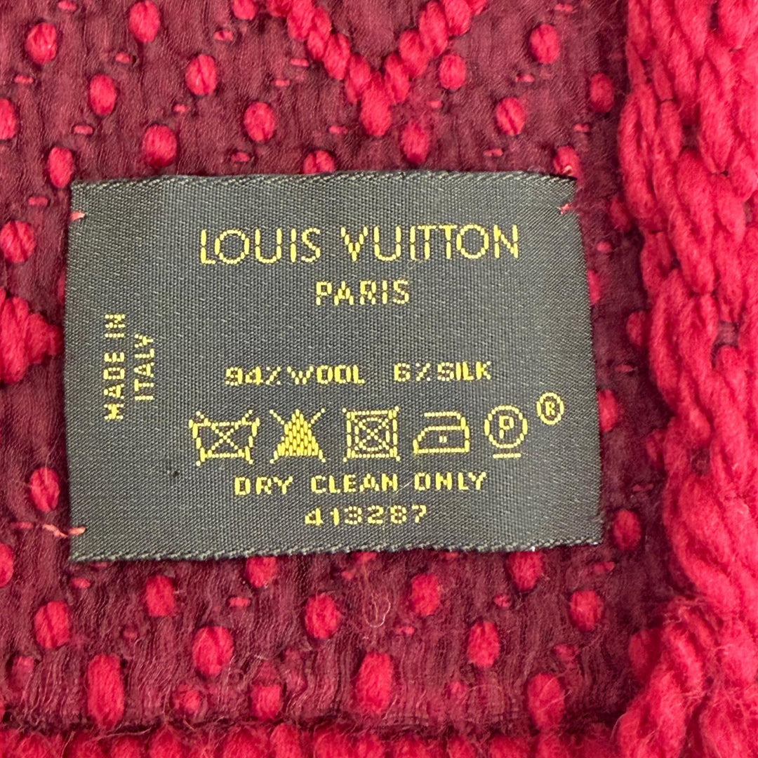 Great LOUIS VUITTON Scarf Escalp Logo Mania Monogram fringe wool Women 413287