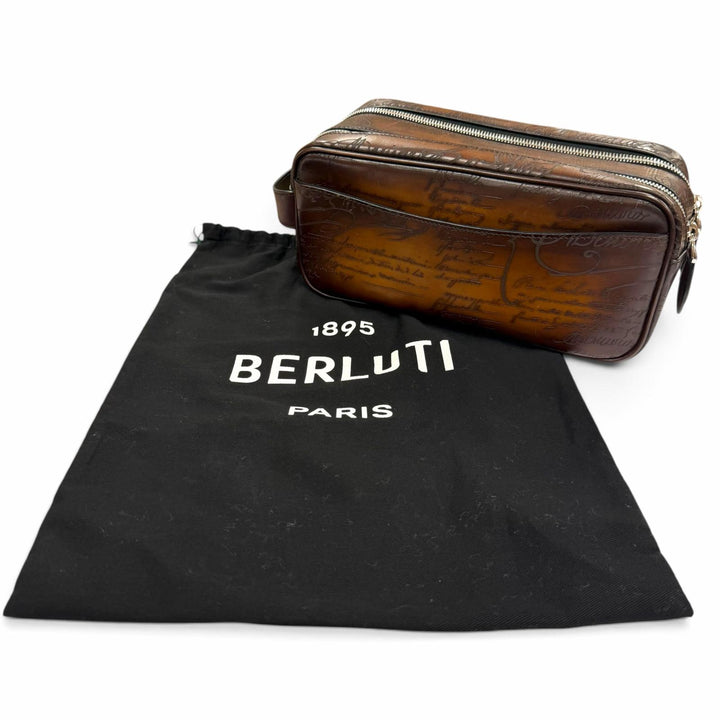 Excellent BERLUTI business bag Formula 1003 Brown Venice Calfskin Leather mens