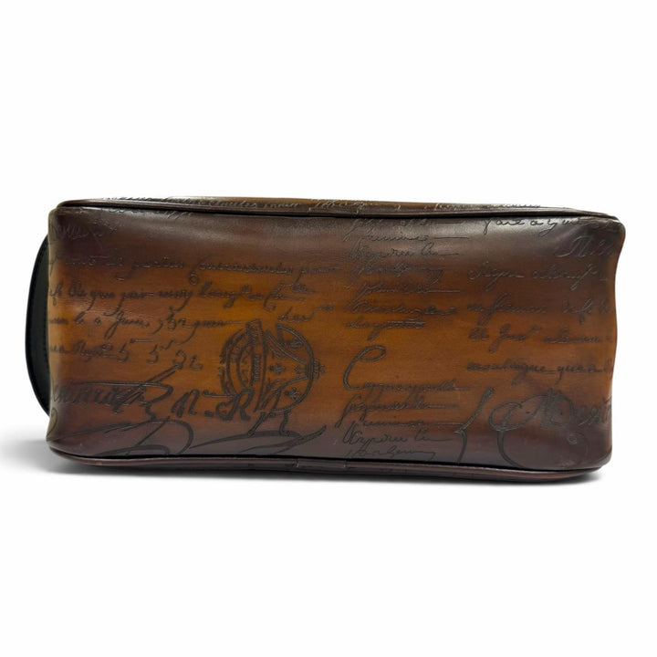 Excellent BERLUTI business bag Formula 1003 Brown Venice Calfskin Leather mens