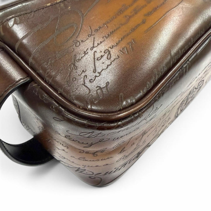 Excellent BERLUTI business bag Formula 1003 Brown Venice Calfskin Leather mens