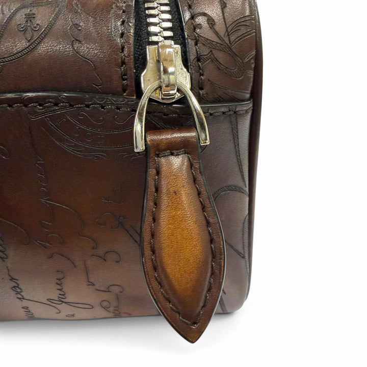 Excellent BERLUTI business bag Formula 1003 Brown Venice Calfskin Leather mens