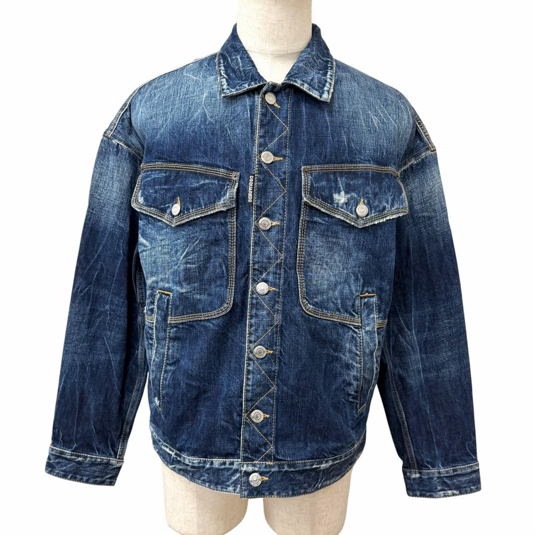 Discounted Great DSQUARED2 Denim Jacket Dropped Shoulder Jean Jacket Denim jacket