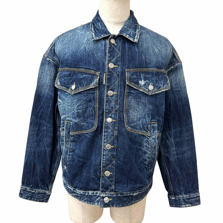 Discounted Great DSQUARED2 Denim Jacket Dropped Shoulder Jean Jacket Denim jacket