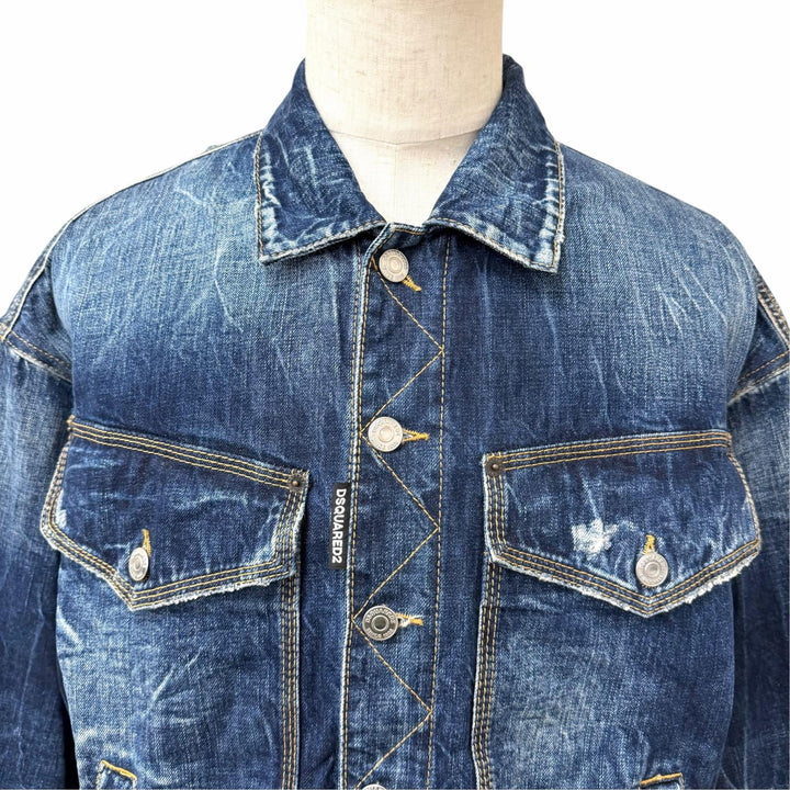 Discounted Great DSQUARED2 Denim Jacket Dropped Shoulder Jean Jacket Denim jacket