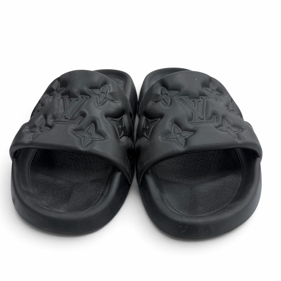 Very Good LOUIS VUITTON Sandals Monogram black rubber mens 7