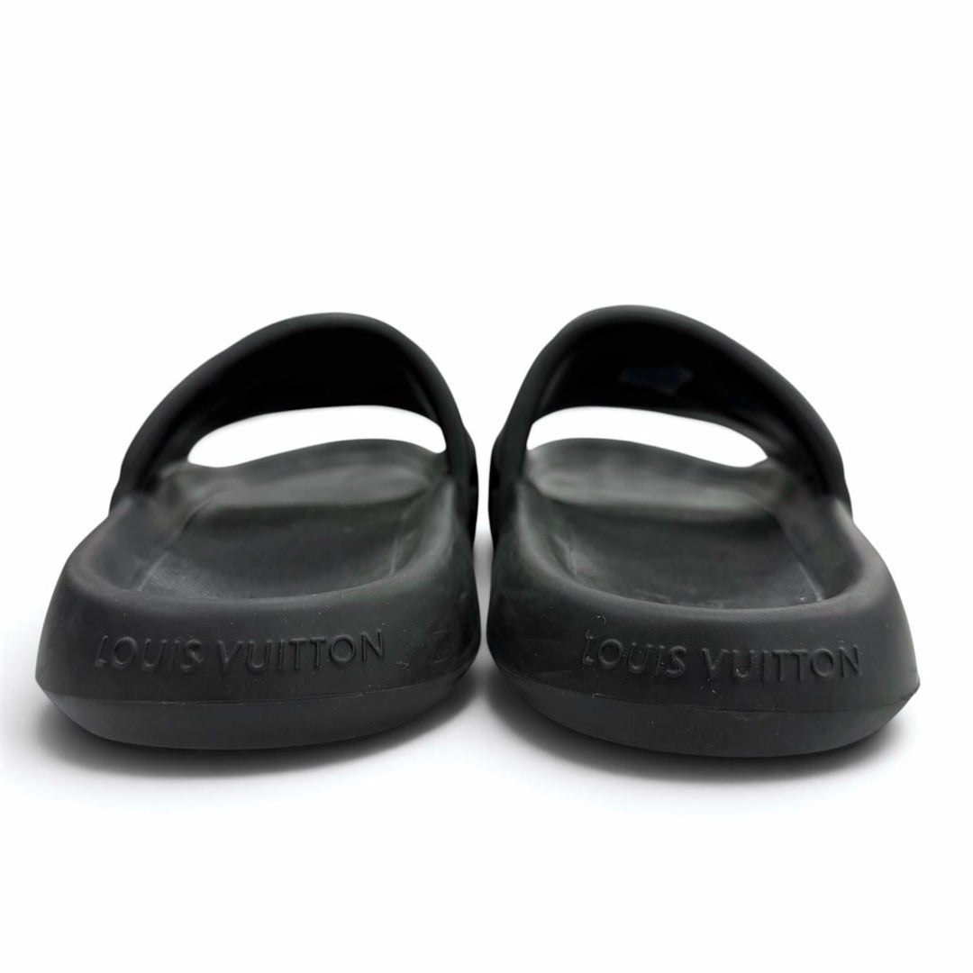 Very Good LOUIS VUITTON Sandals Monogram black rubber mens 7