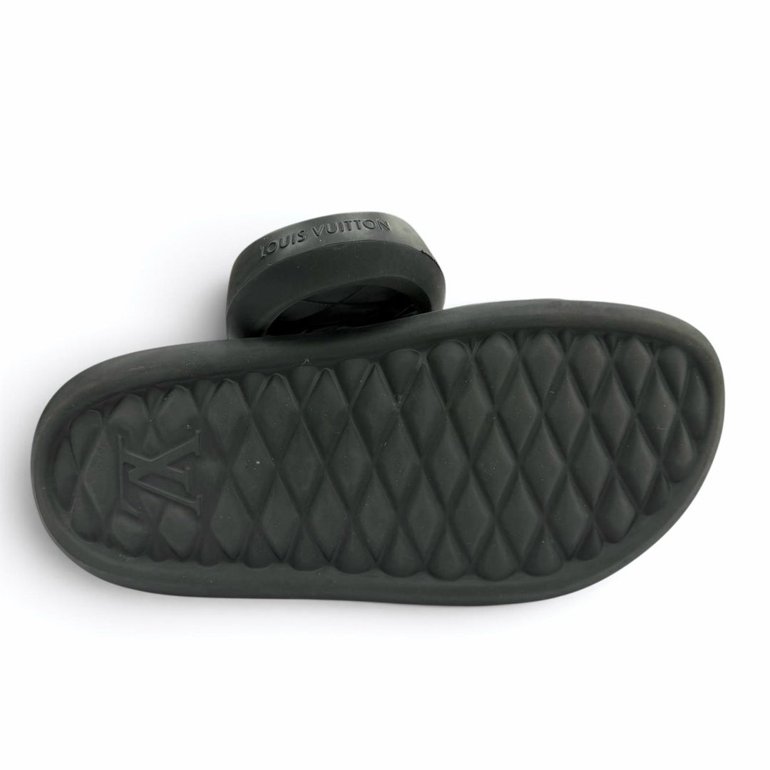 Very Good LOUIS VUITTON Sandals Monogram black rubber mens 7