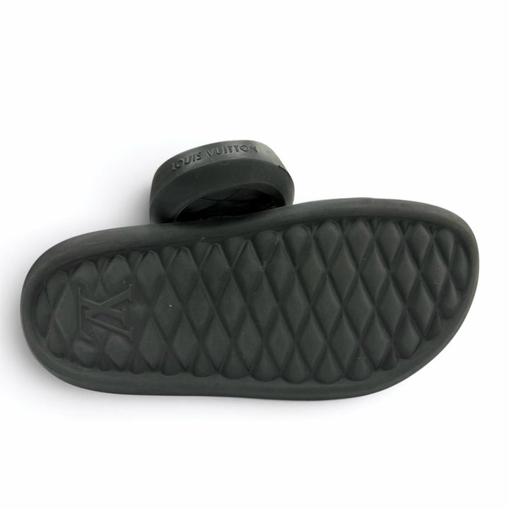 Very Good LOUIS VUITTON Sandals Monogram black rubber mens 7