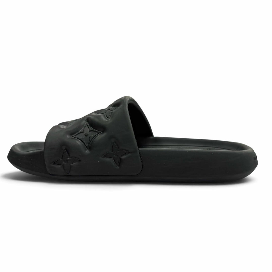 Very Good LOUIS VUITTON Sandals Monogram black rubber mens 7