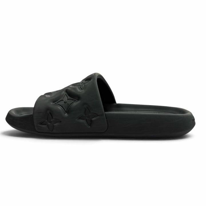 Very Good LOUIS VUITTON Sandals Monogram black rubber mens 7