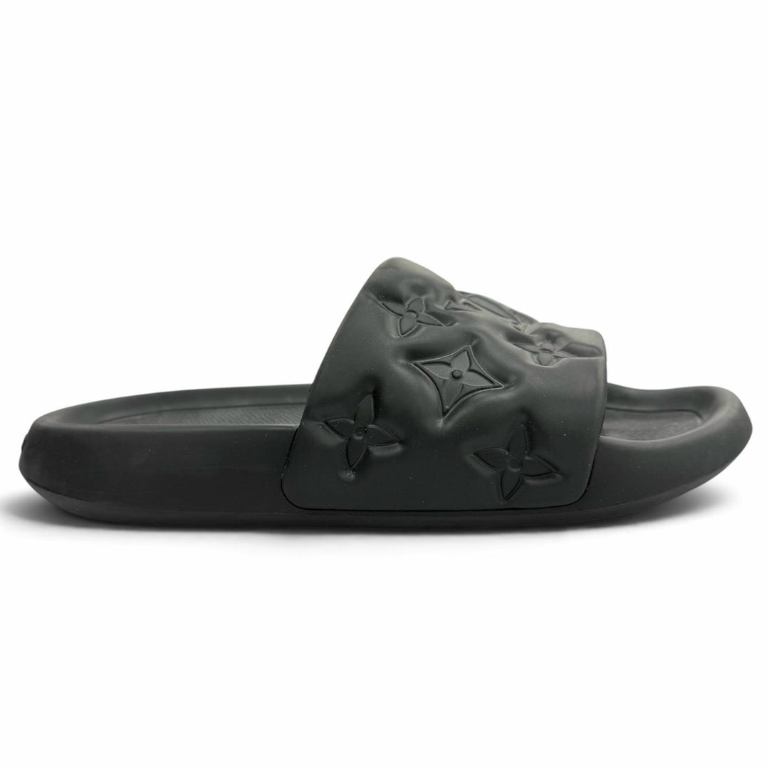 Very Good LOUIS VUITTON Sandals Monogram black rubber mens 7