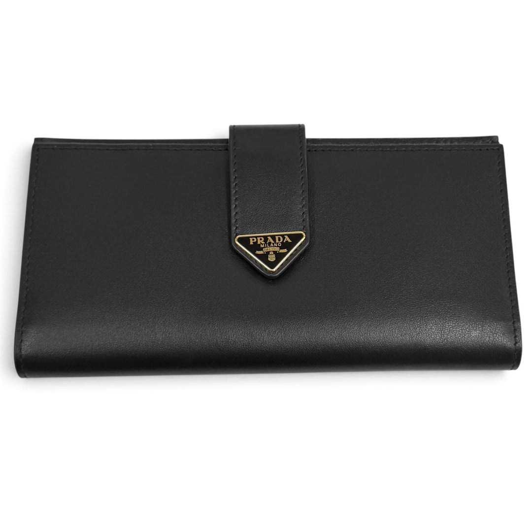 Excellent PRADA Purse Triangle Logo City Calf Tab Long Wallet leather 1MV025
