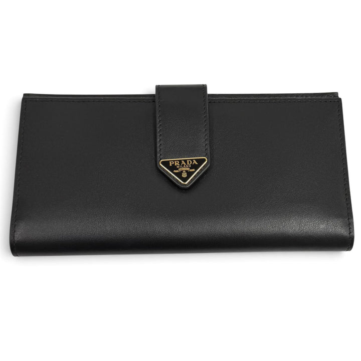 Excellent PRADA Purse Triangle Logo City Calf Tab Long Wallet leather 1MV025