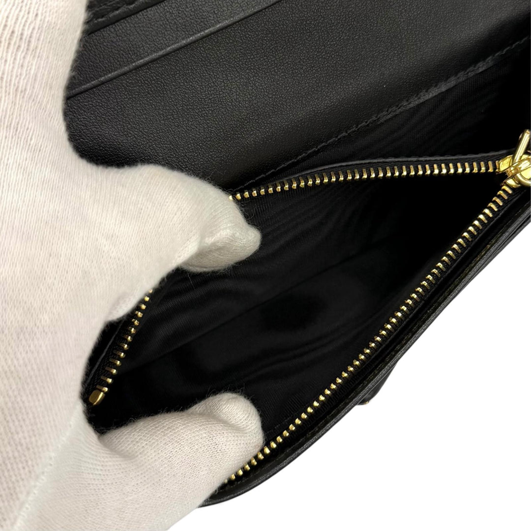 Excellent PRADA Purse Triangle Logo City Calf Tab Long Wallet leather 1MV025