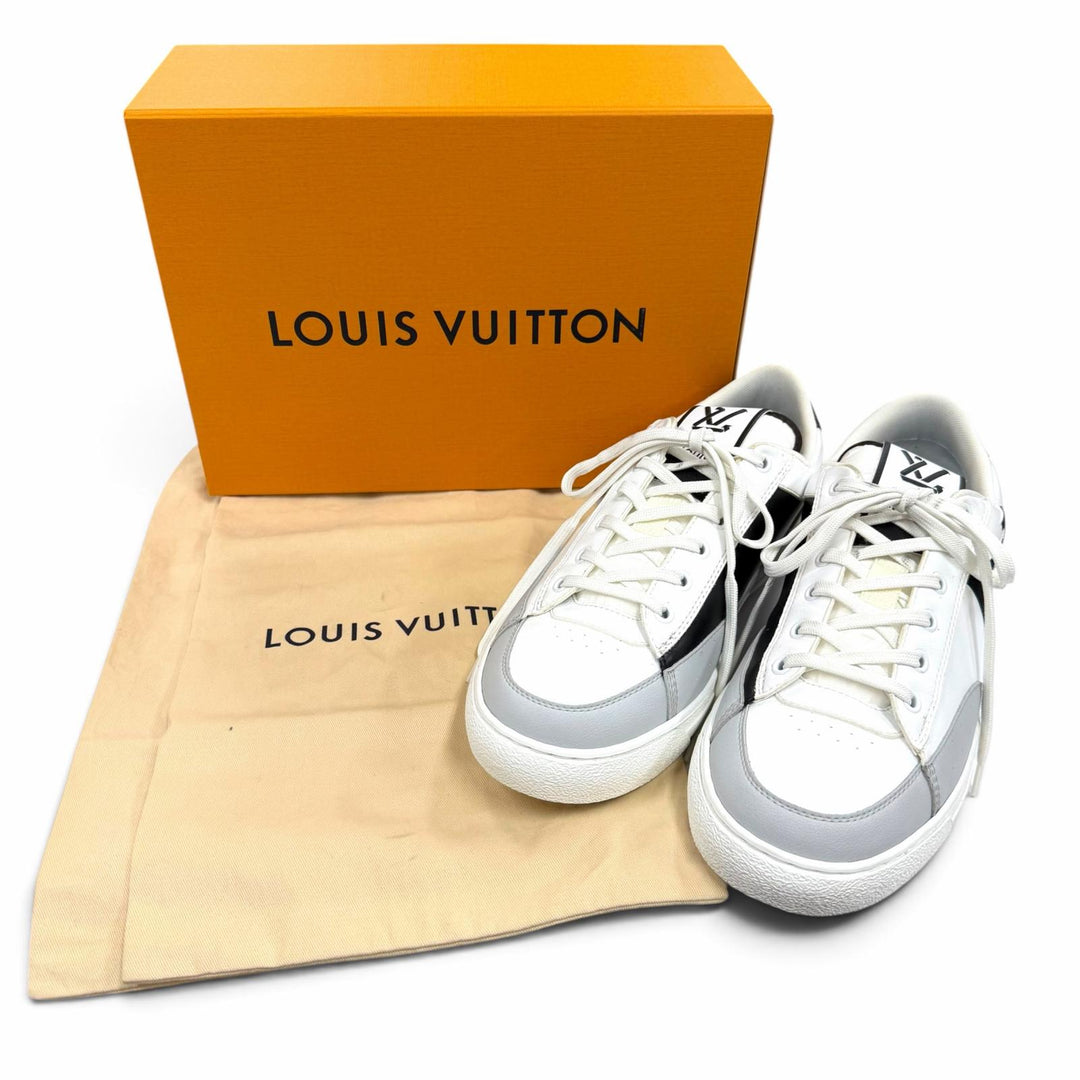 Great LOUIS VUITTON Low cut sneakers white leather mens 7.5