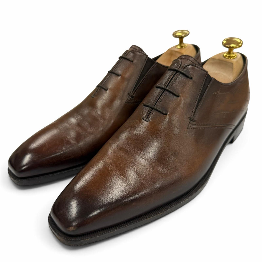 Great BERLUTI Leather shoes Calligraphy slip-on shoes Brown scritto leather 7.5