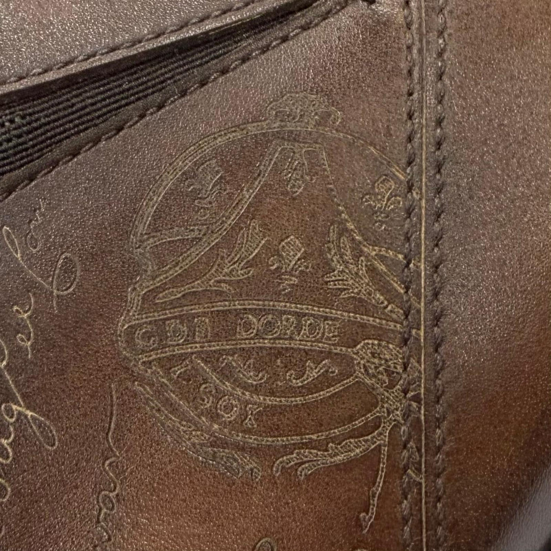 Great BERLUTI Leather shoes Calligraphy slip-on shoes Brown scritto leather 7.5