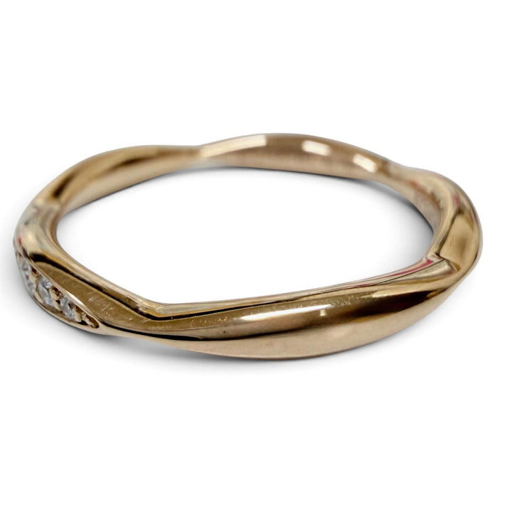 Excellent CHANEL Ring Camellia Half Eternity Diamond Ring Pink gold AU750 50