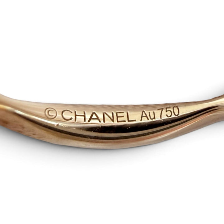 Excellent CHANEL Ring Camellia Half Eternity Diamond Ring Pink gold AU750 50