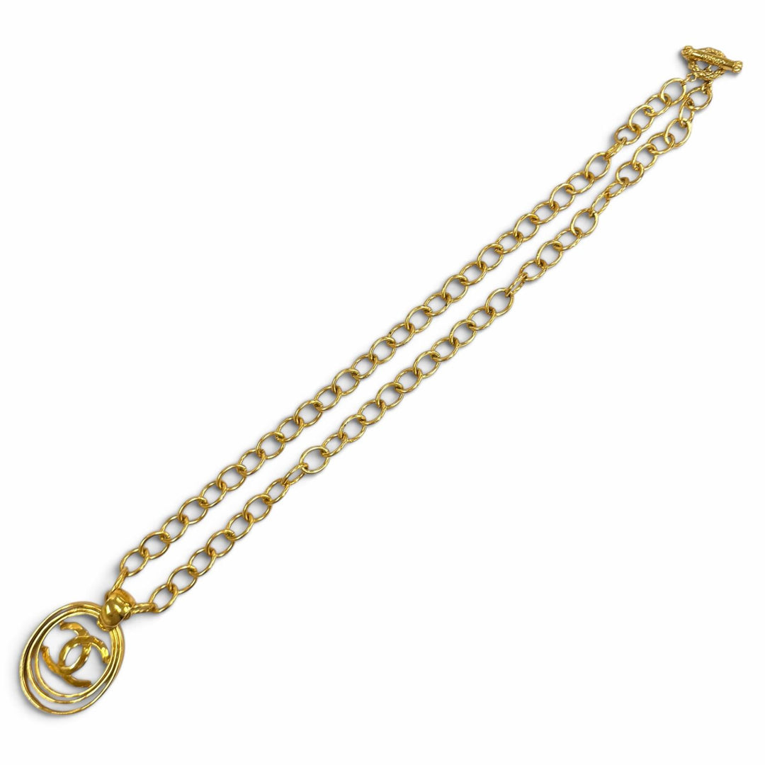 Great CHANEL Necklace COCO Mark Chain gold Women 95P