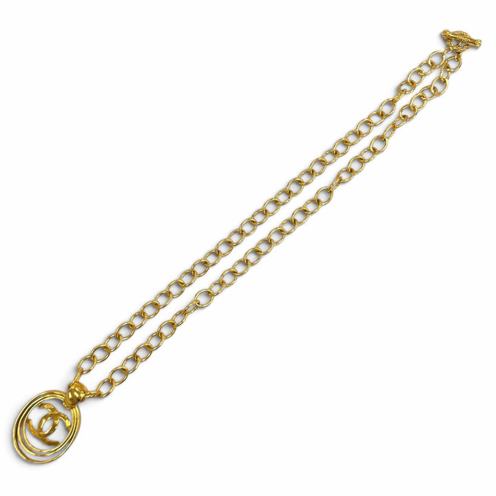 Great CHANEL Necklace COCO Mark Chain gold Women 95P
