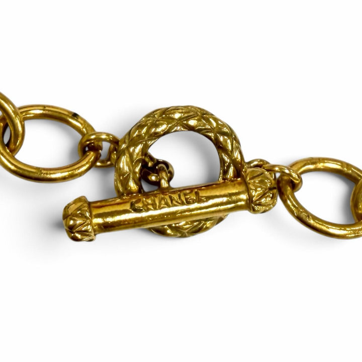 Great CHANEL Necklace COCO Mark Chain gold Women 95P