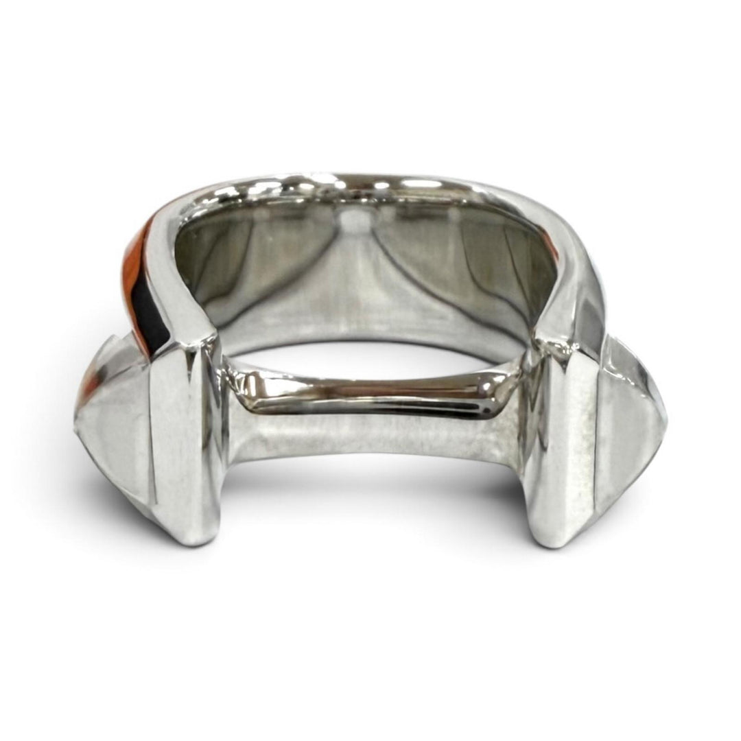 Excellent HERMES Ring ring Ring Jockey Double Silver metal Women