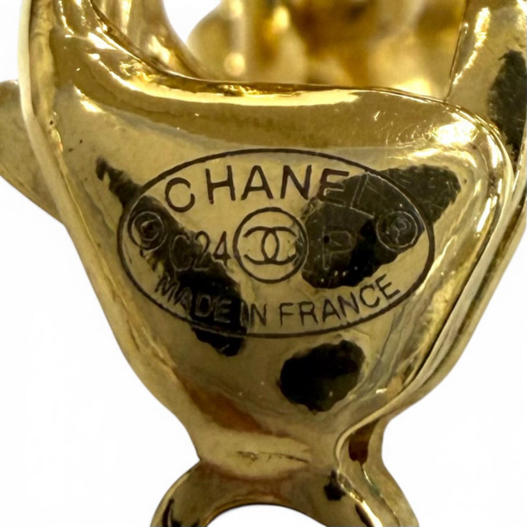 Excellent CHANEL Necklace COCO Mark Quilted Rhinestone gold Women C24P ABD016