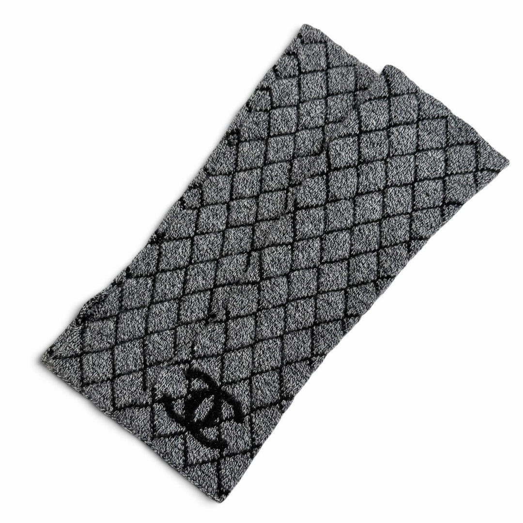 Great CHANEL COCO Mark Matelassé Knit Arm Warmers/Arm Covers gray cashmere 18A