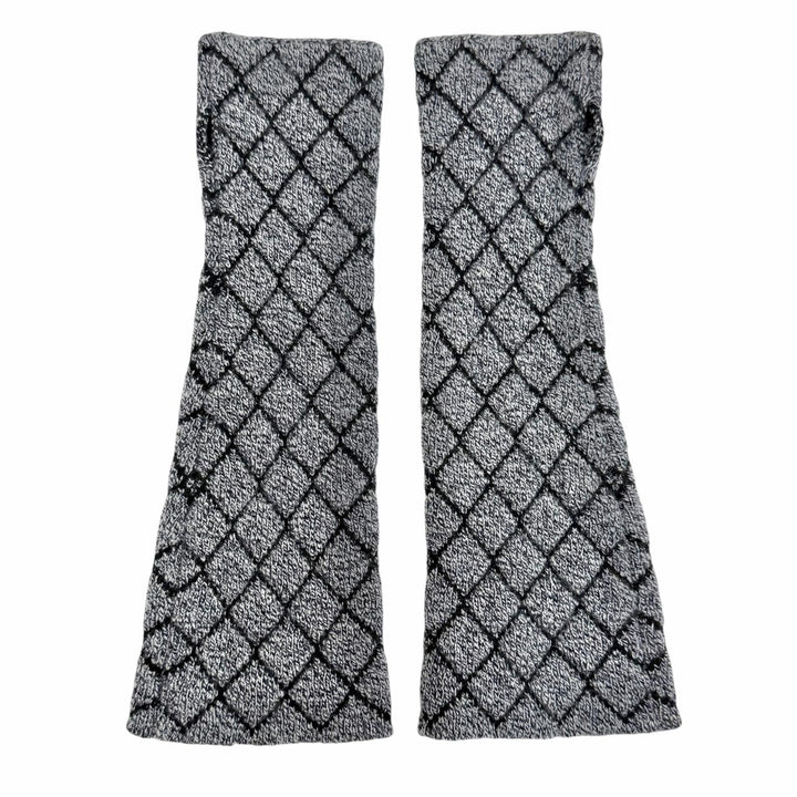 Great CHANEL COCO Mark Matelassé Knit Arm Warmers/Arm Covers gray cashmere 18A
