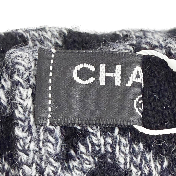 Great CHANEL COCO Mark Matelassé Knit Arm Warmers/Arm Covers gray cashmere 18A
