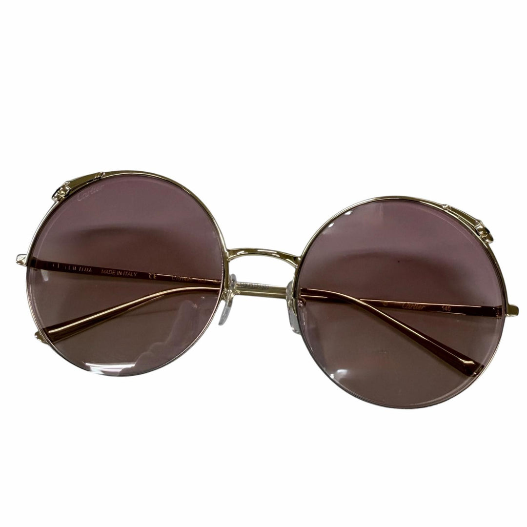 Pristine Cartier sunglasses PANTHERE Round Half-Rim gold Women CT0149S