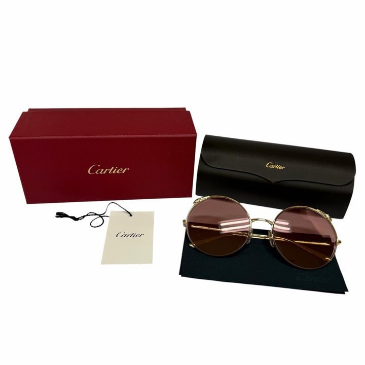 Pristine Cartier sunglasses PANTHERE Round Half-Rim gold Women CT0149S