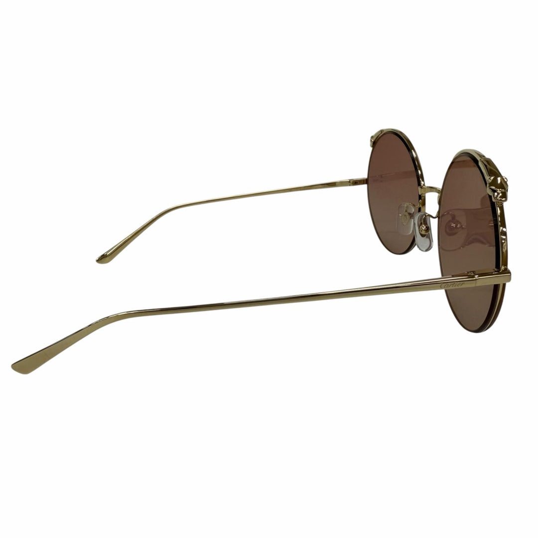 Pristine Cartier sunglasses PANTHERE Round Half-Rim gold Women CT0149S