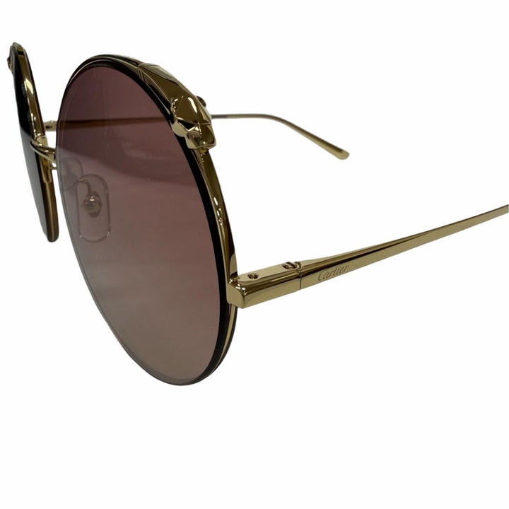Pristine Cartier sunglasses PANTHERE Round Half-Rim gold Women CT0149S