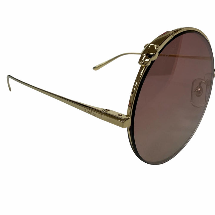 Pristine Cartier sunglasses PANTHERE Round Half-Rim gold Women CT0149S