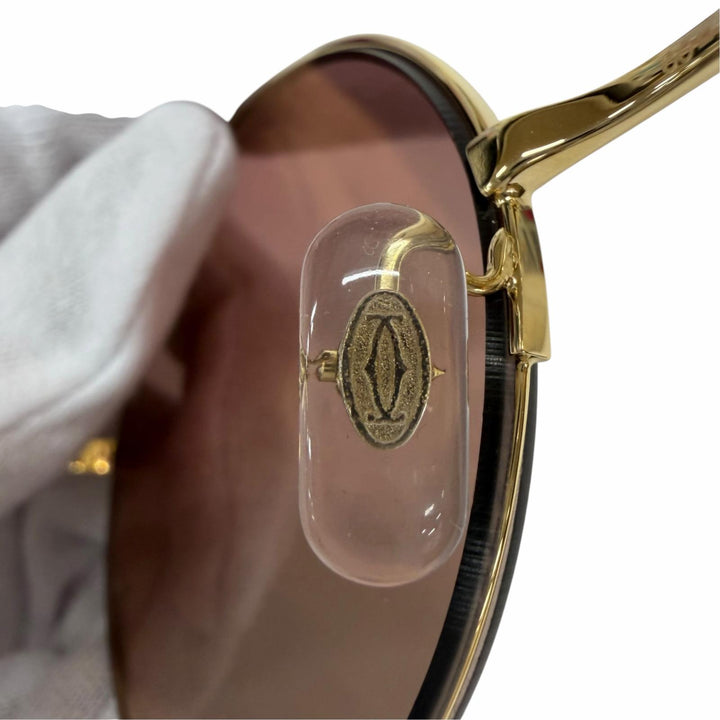 Pristine Cartier sunglasses PANTHERE Round Half-Rim gold Women CT0149S