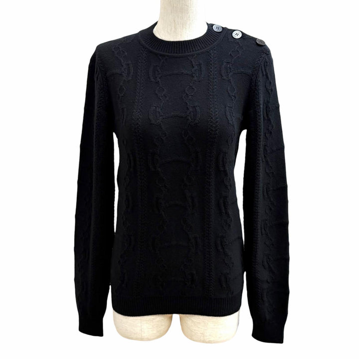 Pristine HERMES knit LA PROMENADE DU MATIN Morning walk black wool 36 2H2644D6