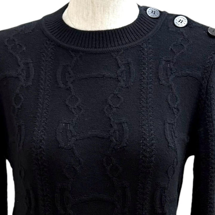 Pristine HERMES knit LA PROMENADE DU MATIN Morning walk black wool 36 2H2644D6