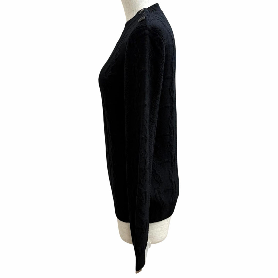 Pristine HERMES knit LA PROMENADE DU MATIN Morning walk black wool 36 2H2644D6