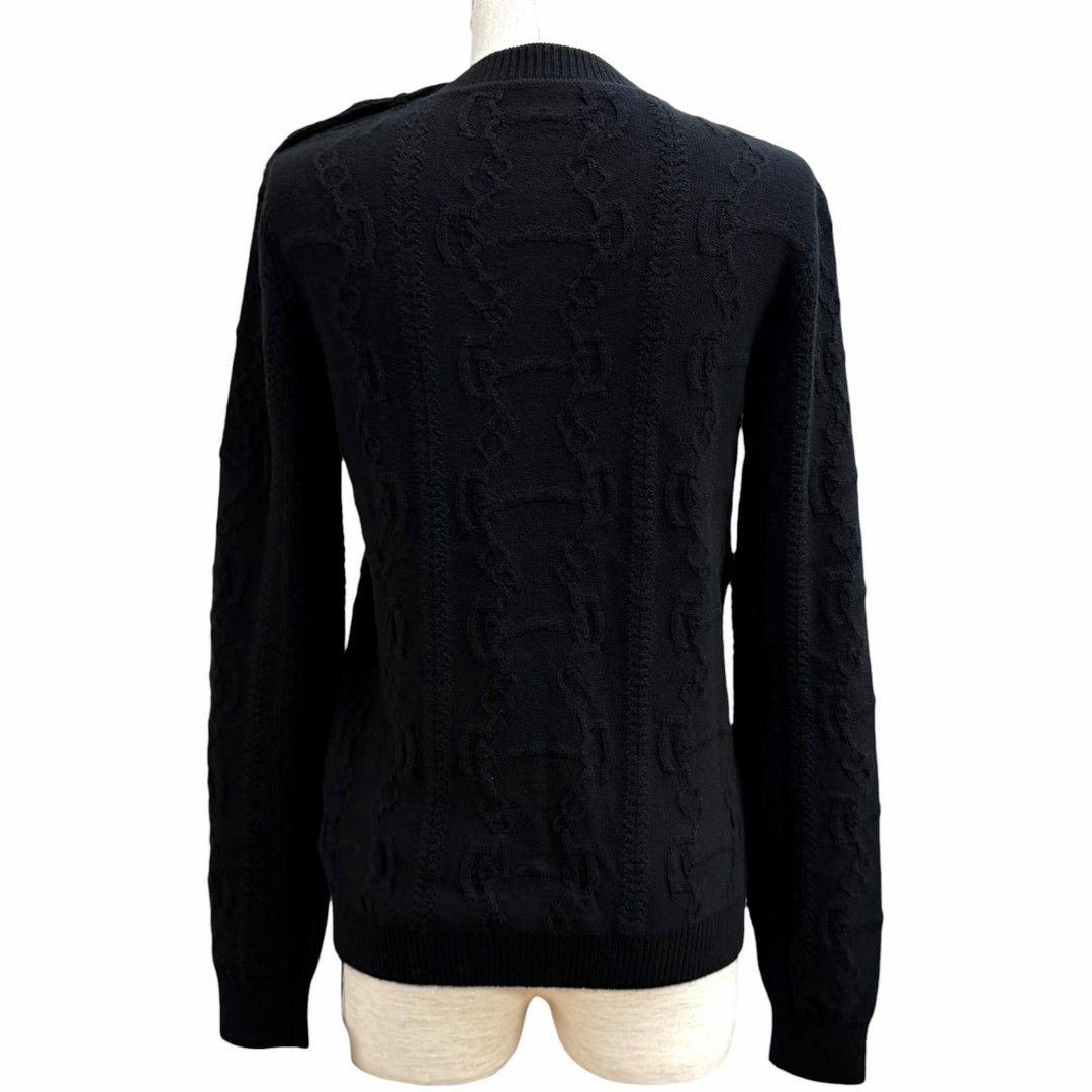 Pristine HERMES knit LA PROMENADE DU MATIN Morning walk black wool 36 2H2644D6