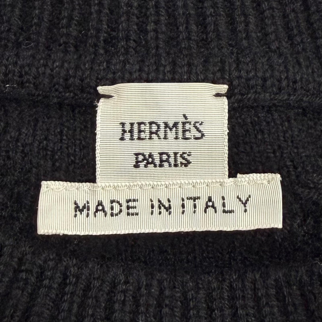 Pristine HERMES knit LA PROMENADE DU MATIN Morning walk black wool 36 2H2644D6