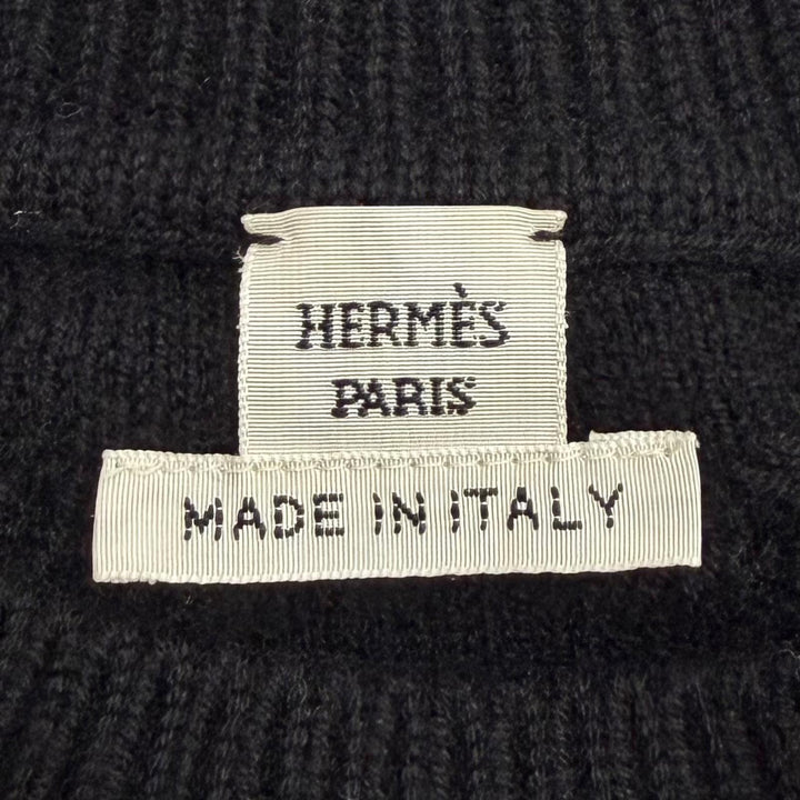 Pristine HERMES knit LA PROMENADE DU MATIN Morning walk black wool 36 2H2644D6