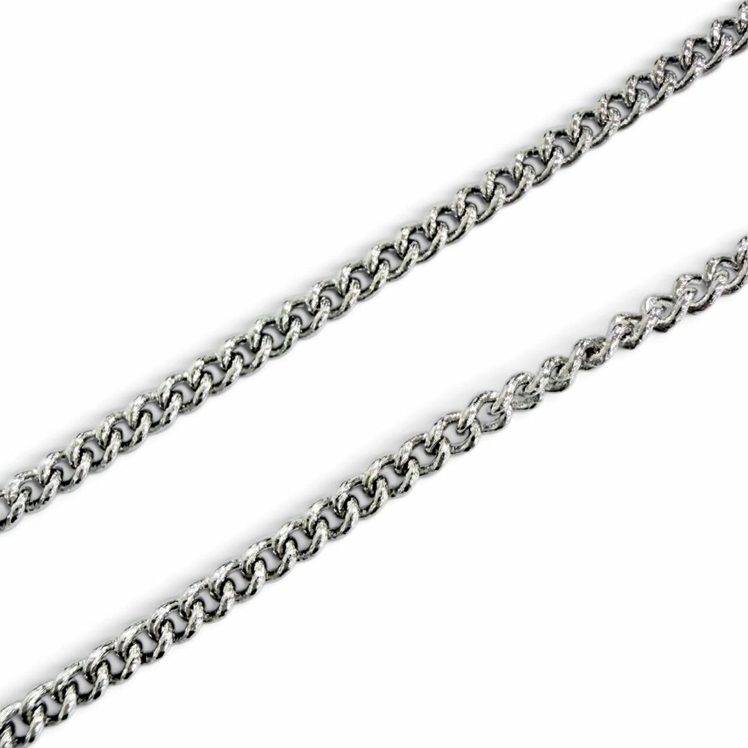 Excellent CHANEL CC Logo COCO Mark Crystal Cube Necklace Pendant Silver B25C