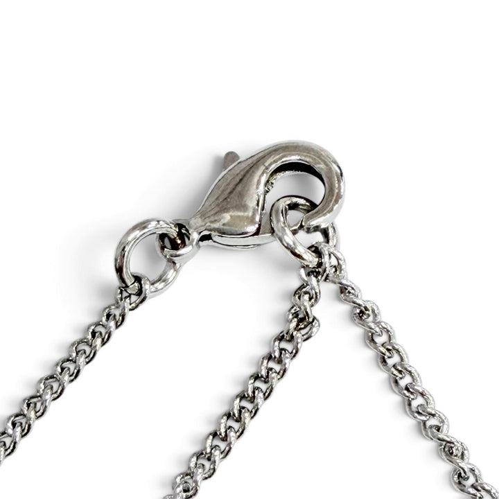 Excellent CHANEL CC Logo COCO Mark Crystal Cube Necklace Pendant Silver B25C