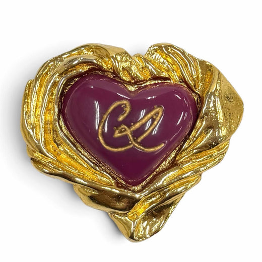 Excellent Christian Lacroix Brooch Heartstone Gold Brooch purple Women