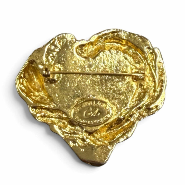 Excellent Christian Lacroix Brooch Heartstone Gold Brooch purple Women